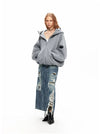 Kadın Fermuarlı Oversize Sweatshirt, kombin görünüm — Navra Wear