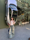 Vintage Yırtık Detaylı Düşük Bel Jean Pantolon, yakın çekim — Navra Wear
