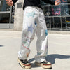 Bell Leg Flow Lightning Graphic Printed Denim
