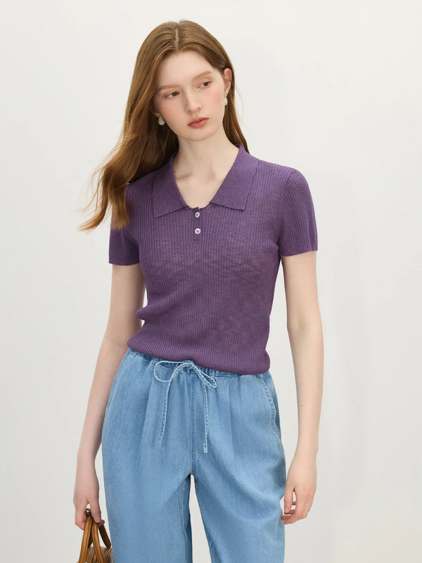 Translucent Heat-Wave Sport-Collar Women T-Shirt alternatif görünüm