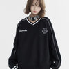 Varsity Contrast Retro V-Neck