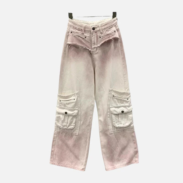 Durable High-Rise Raw Edge Bell Leg Utility Denim alternatif görünüm