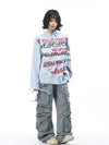 Contrast Letter Stripe Autumn Shirt