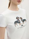 Revival Americana Whimsical Hound Print T-Shirt