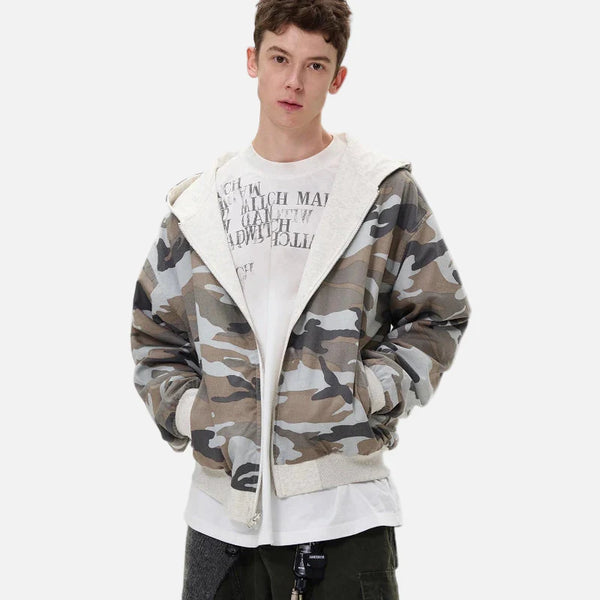 Reversible Camo Zip Hoodie alternatif görünüm