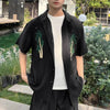 Warm Panel Lapel Short Sleeve Top