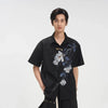 Black Print Polished Lapel Shirt