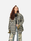 Two-Tone Block Plaid Design Shirt