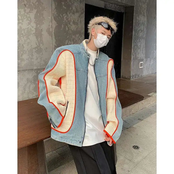 Heavy-Duty Chic Spliced Denim Jacket alternatif görünüm