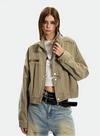 Metro Fitted Cropped Zip Denim Jacket