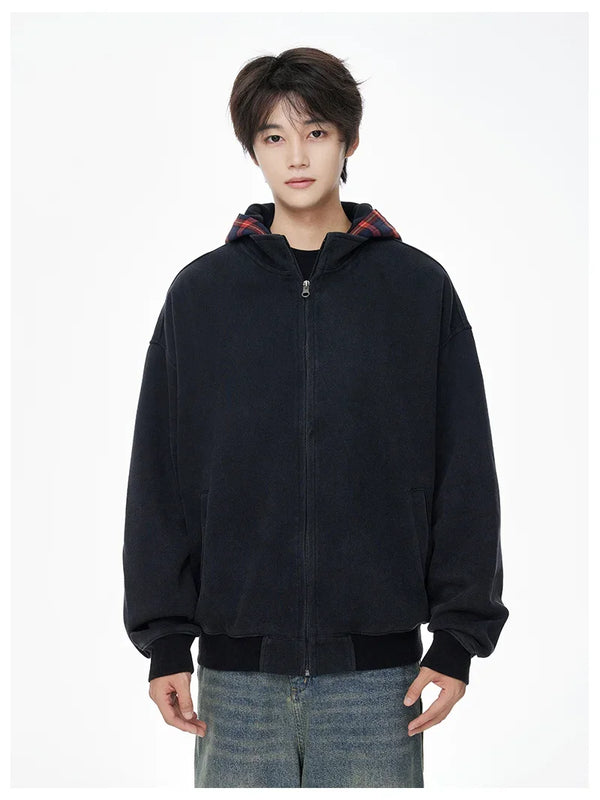 Plaid Zip Cool Vintage Hood