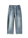 Wide Leg Jean Pantolon, yakın çekim — Navra Wear