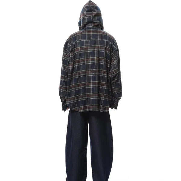 Plaid Hood Street Cool Casual Top alternatif görünüm