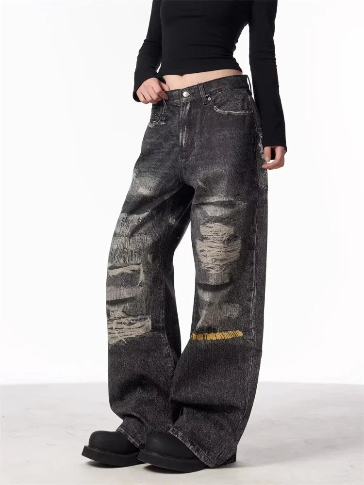 Heritage Streetware Black Torn Relaxed Denim