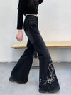 Heritage Flower Stitched Bell Denim