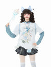 Sweet Autumn Fake Two Piece Cartoon Illustrated T-Shirt