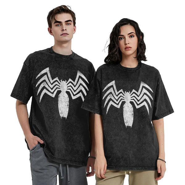 Venom Battle-Worn Logo Stone-Rinsed Black T-Shirt