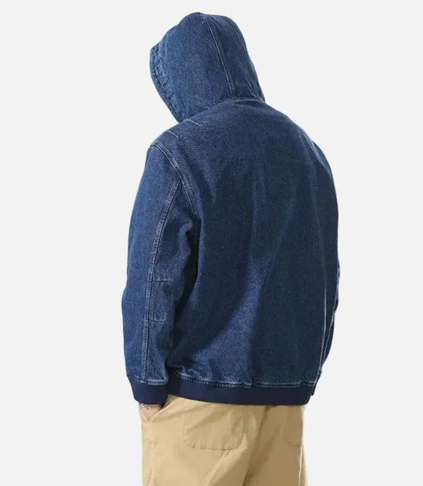Metro Casual Relaxed Half-Zip Denim Sweatshirt alternatif görünüm