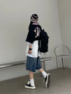 Kadın Y2K Baggy Jean Şort, kombin görünüm — Navra Wear