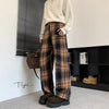 Plaid Drape Straight Trousers