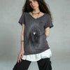 Retro-Faded Grit-Style Aesthetics Graffiti Print T-Shirt