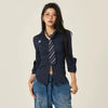 White Tie-Neck Slim Trendy Womens Top