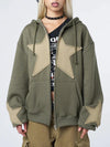 2000s Star-Patch Zip-Up Sweatshirt