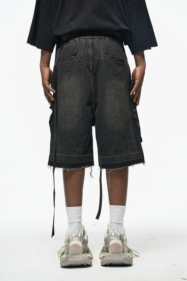 Zip-Up Relaxed Rinse Pocket Denim Shorts alternatif görünüm
