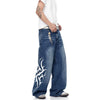 summer Breathable High-Rise Bell Leg Printed Denim