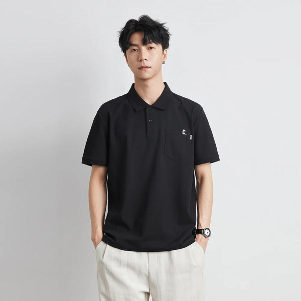 Men's Laid-Back Ventilated High-End Collar-Knit for Warm-Season T-Shirt
