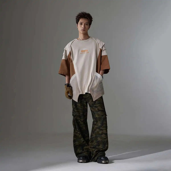 Stand-Out Deconstructed Color Block T-Shirt