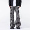 Minimal Look Gray Pintuck Utility Denim