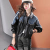 Autumn Relaxed Mosaic Denim & Leather Jacket