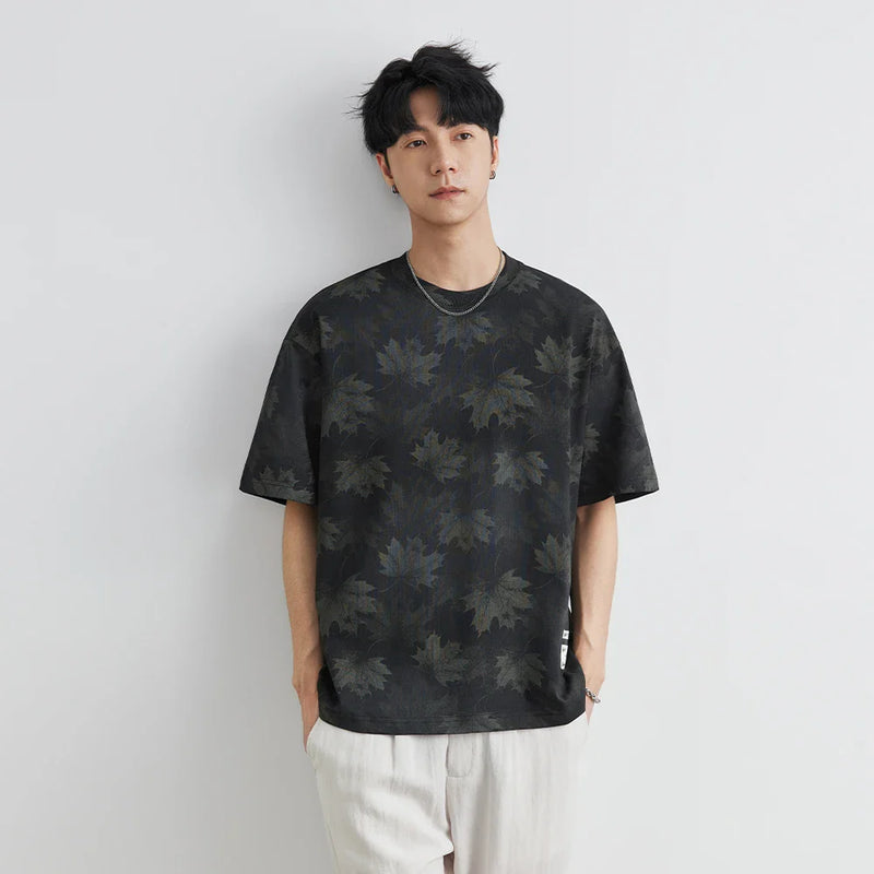 Men's Block-Style Revival Ink Dye Maple Leaf T-Shirt