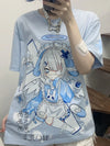 Cute Rising-Sun Cartoon Print Relaxed-Cut T-Shirt