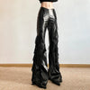Mesh Splice High Leather Trousers