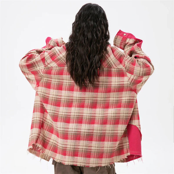 Reversible Plaid Long Sleeve Top alternatif görünüm