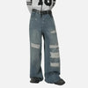 Chic Mosaic Metal Studs Faded Denim