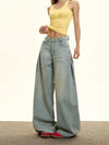 Women Long-lasting Oversized Torn Blue Denim