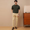 Timeless Easy-Wear Prestige Knitted Placket-Neck Short Sleeve T-Shirt