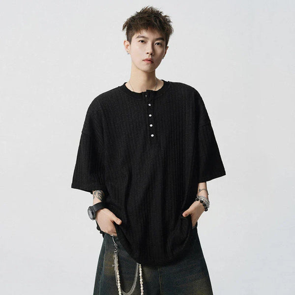 Iced Button Design Block-Color Color Round T-Shirt