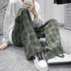 Wide Leg Ekose Pantolon, kombin görünüm — Navra Wear