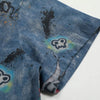 Denim Graffiti Print Oversized Vintage Top