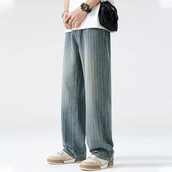 Heritage Blue Striped Autumn Bell Leg Denim alternatif görünüm