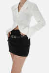 Crisp White Poplin Flared Cuff Blouse