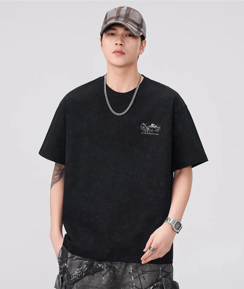 Air-Light Black Round Neck Laid-Back T-Shirt