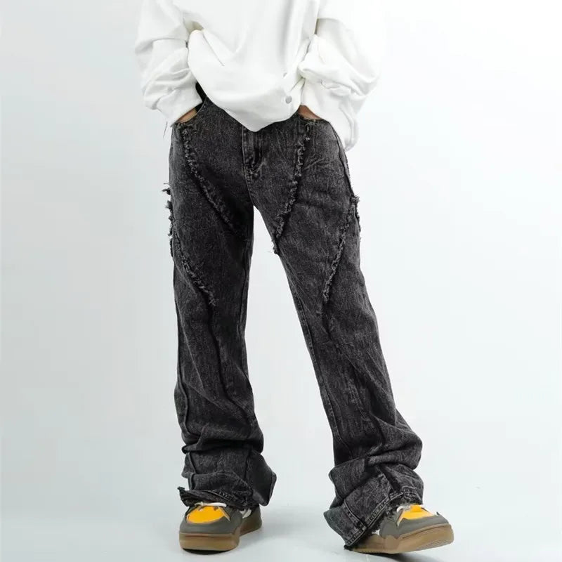 Cyber Rinse Black Relaxed Stacked Denim