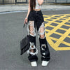 Elevated High-Rise Torn Dark Denim