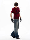 Plush Back-In-Time Red Short Sleeve Retro-Faded T-Shirt