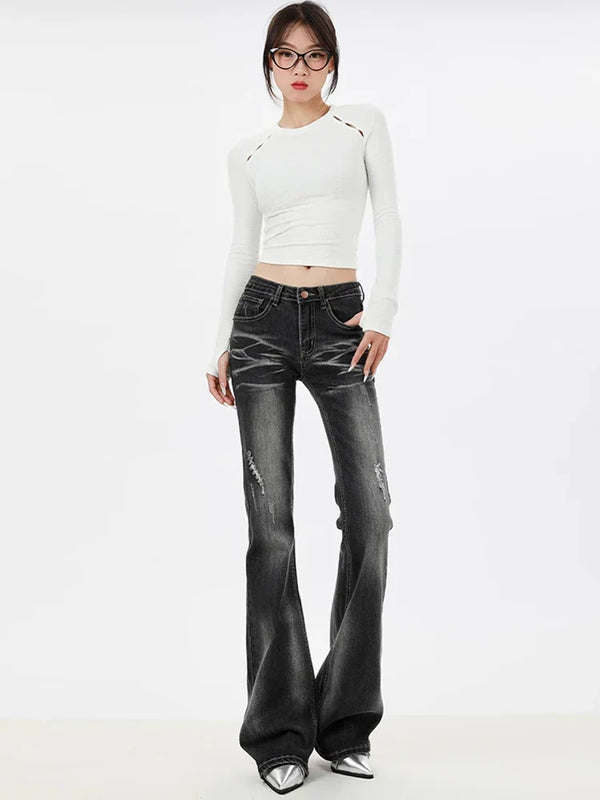 Women Heritage Torn Bootcut Bell Denim alternatif görünüm